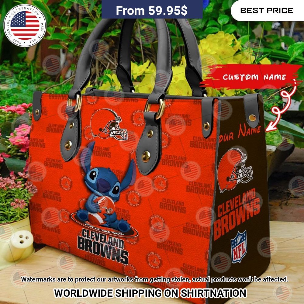 Custom Cleveland Browns Stitch Leather Handbag Speechless