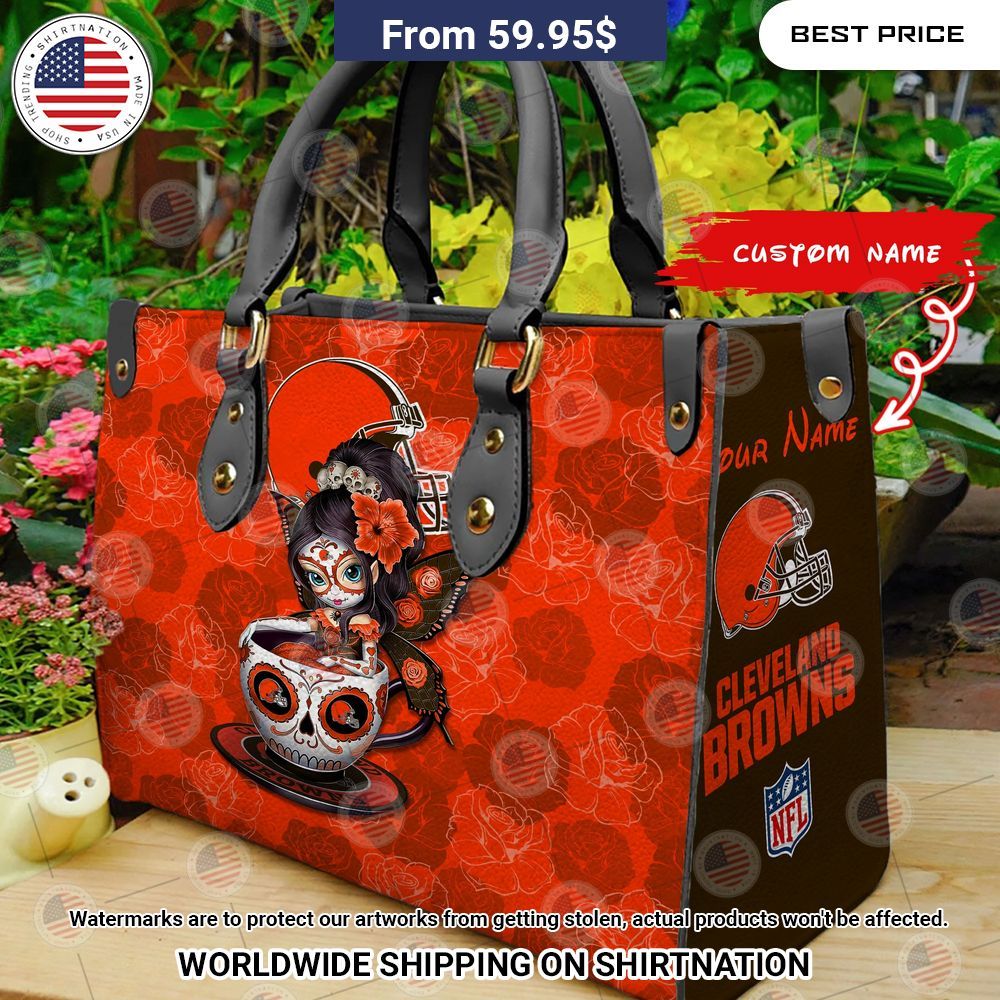 BEST Cleveland Browns Sugar Skull Girl Custom Leather Handbags