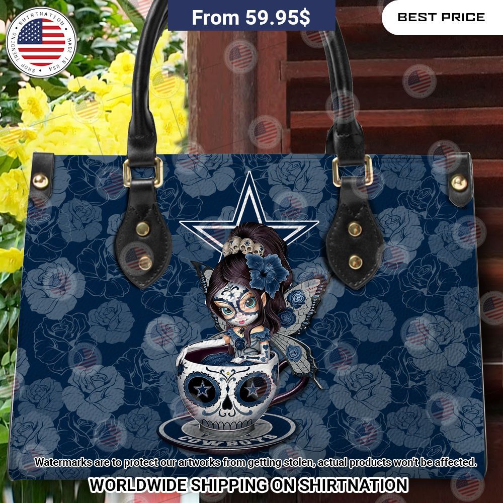 Custom Dallas Cowboys Sugar Skull Girl Leather Handbag Sizzling