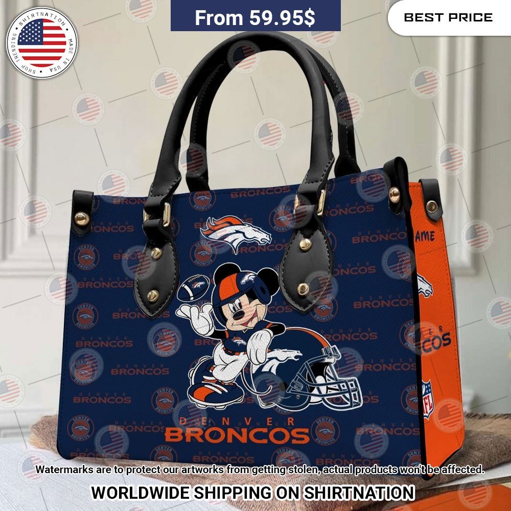 BEST Denver Broncos Mickey Mouse Custom Leather Handbags