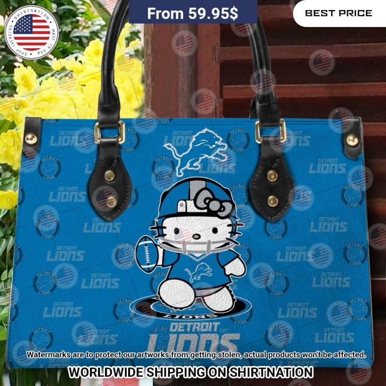 Custom Detroit Lions Hello Kitty Leather Handbag Wow, cute pie