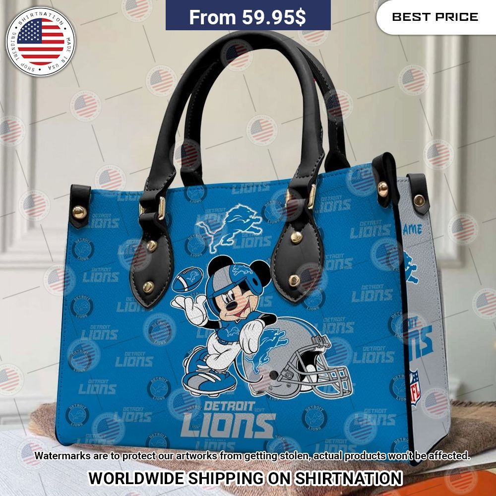 Custom Detroit Lions Mickey Mouse Leather Handbag Gang of rockstars