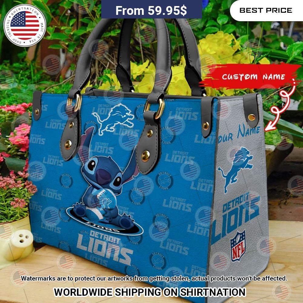 BEST Detroit Lions Stitch Custom Leather Handbags