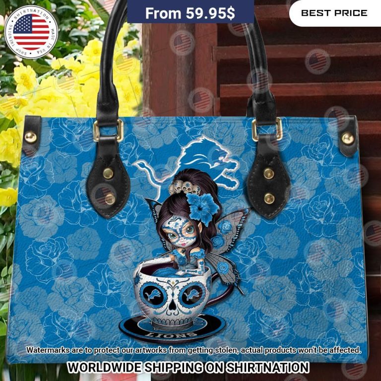 Custom Detroit Lions Sugar Skull Girl Leather Handbag Loving, dare I say?