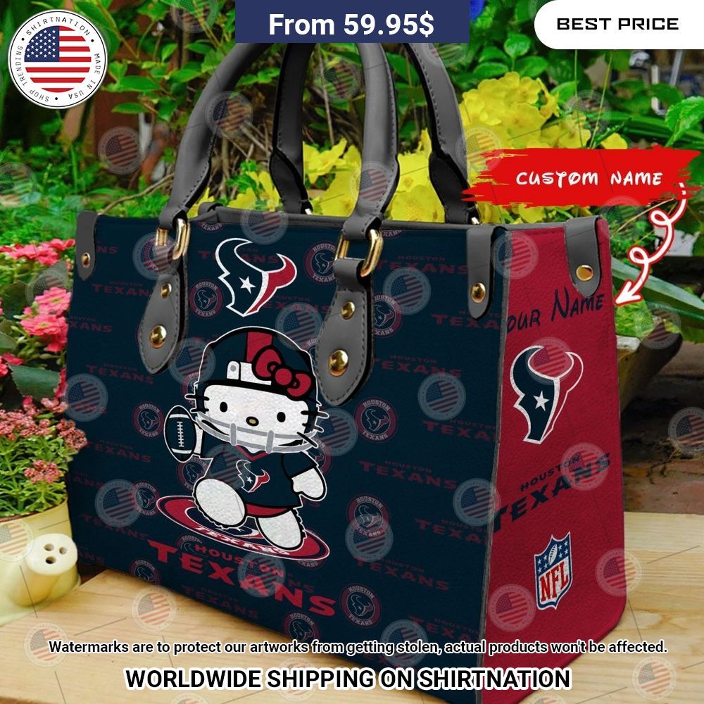 Custom Houston Texans Hello Kitty Leather Handbag Beauty queen