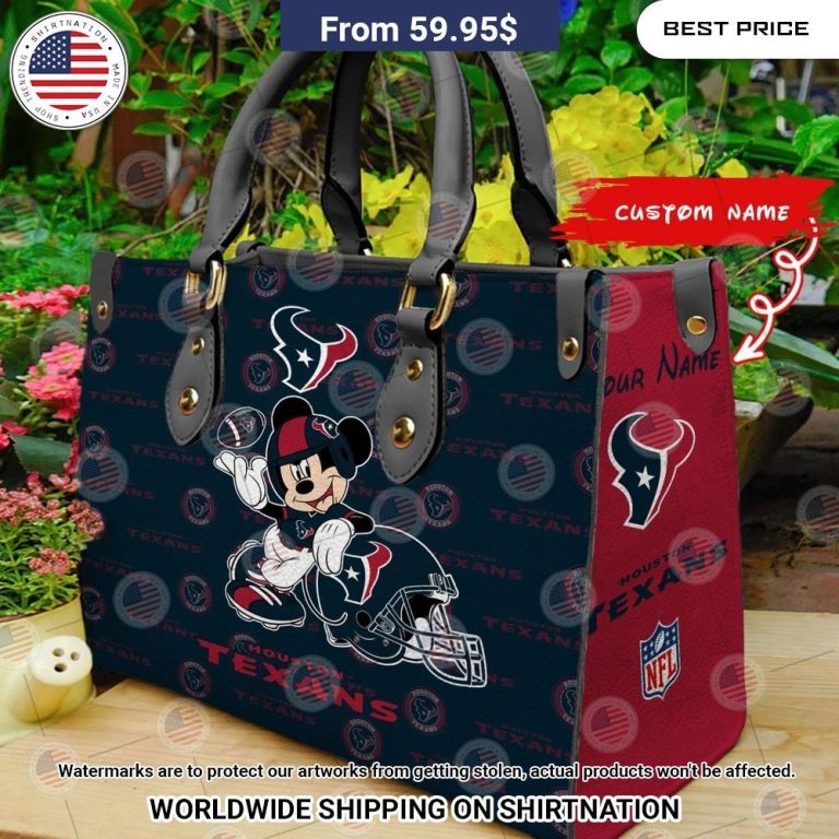 Custom Houston Texans Mickey Mouse Leather Handbag Nice bread, I like it