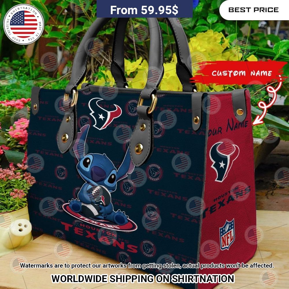 Custom Houston Texans Stitch Leather Handbag Stand easy bro