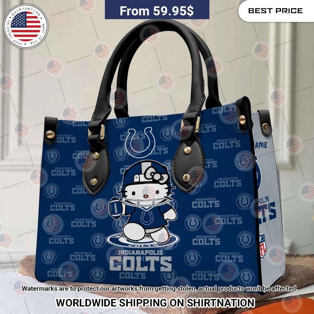Custom Indianapolis Colts Hello Kitty Leather Handbag Impressive picture.