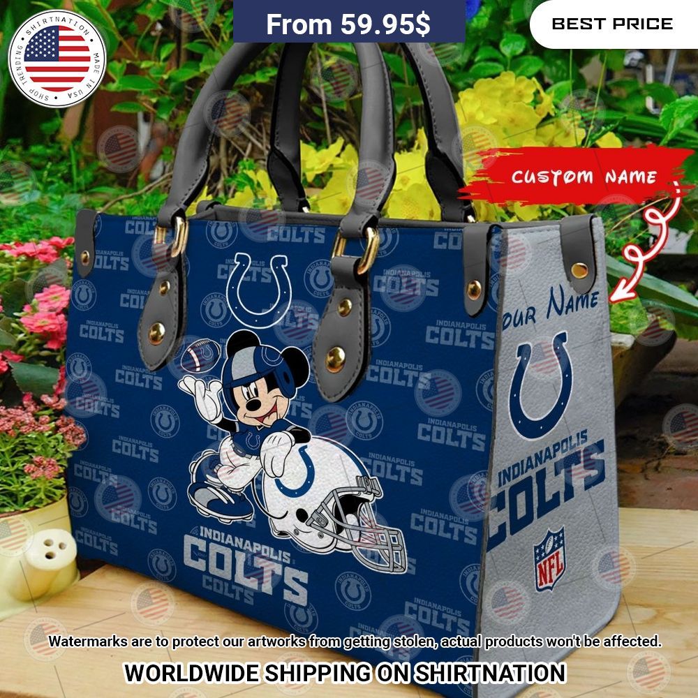 Custom Indianapolis Colts Mickey Mouse Leather Handbag You look cheerful dear