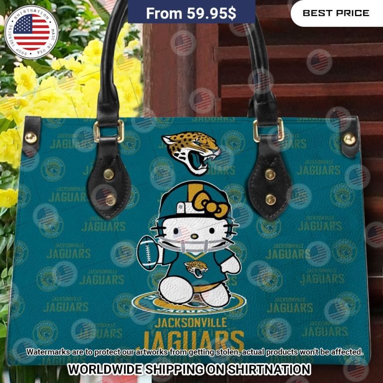 Custom Jacksonville Jaguars Hello Kitty Leather Handbag Impressive picture.