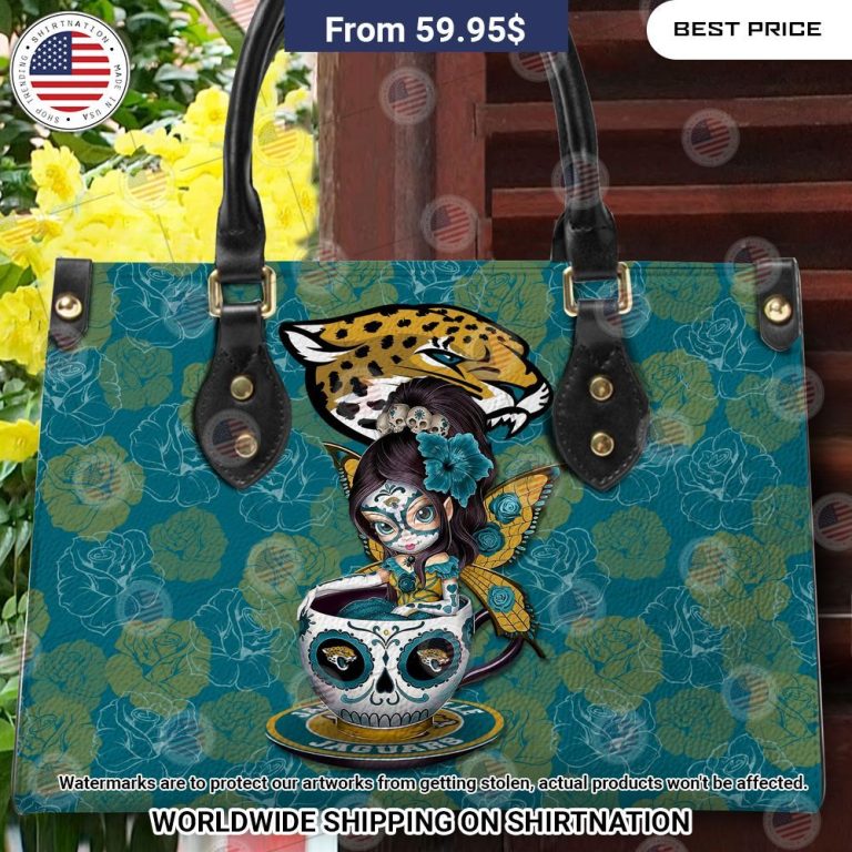 Custom Jacksonville Jaguars Sugar Skull Girl Leather Handbag Heroine