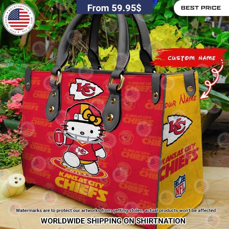 Custom Kansas City Chiefs Hello Kitty Leather Handbag Handsome as usual