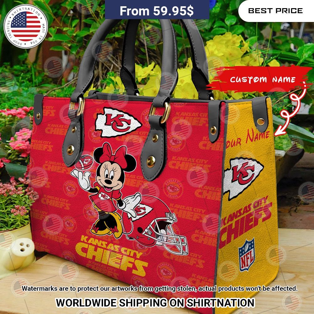 Custom Kansas City Chiefs Minnie Mouse Leather Handbag Rejuvenating picture