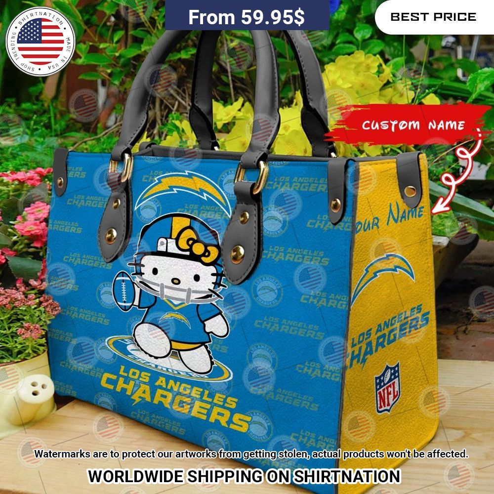 Custom Los Angeles Chargers Hello Kitty Leather Handbag I like your hairstyle
