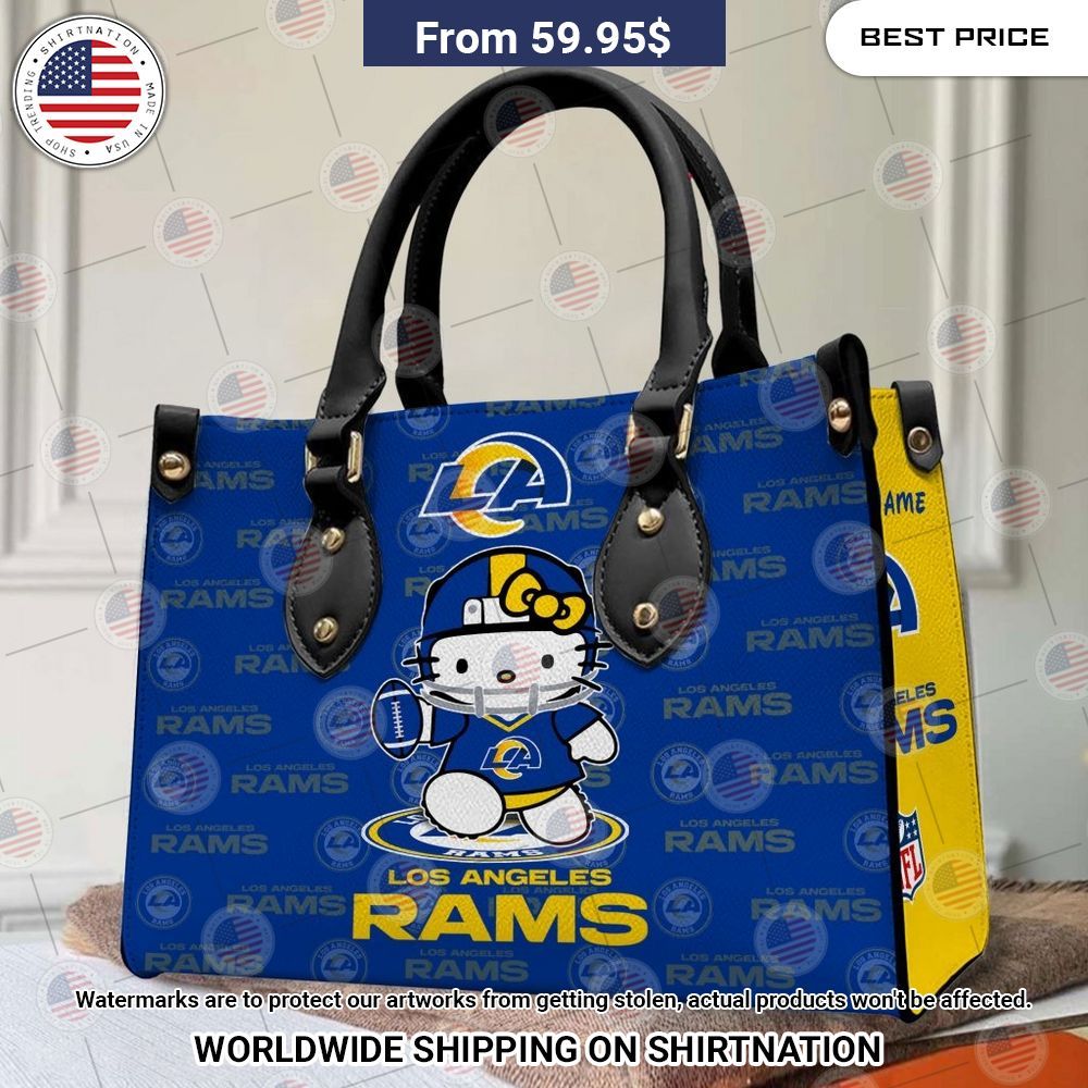 Custom Los Angeles Rams Hello Kitty Leather Handbag Beauty queen
