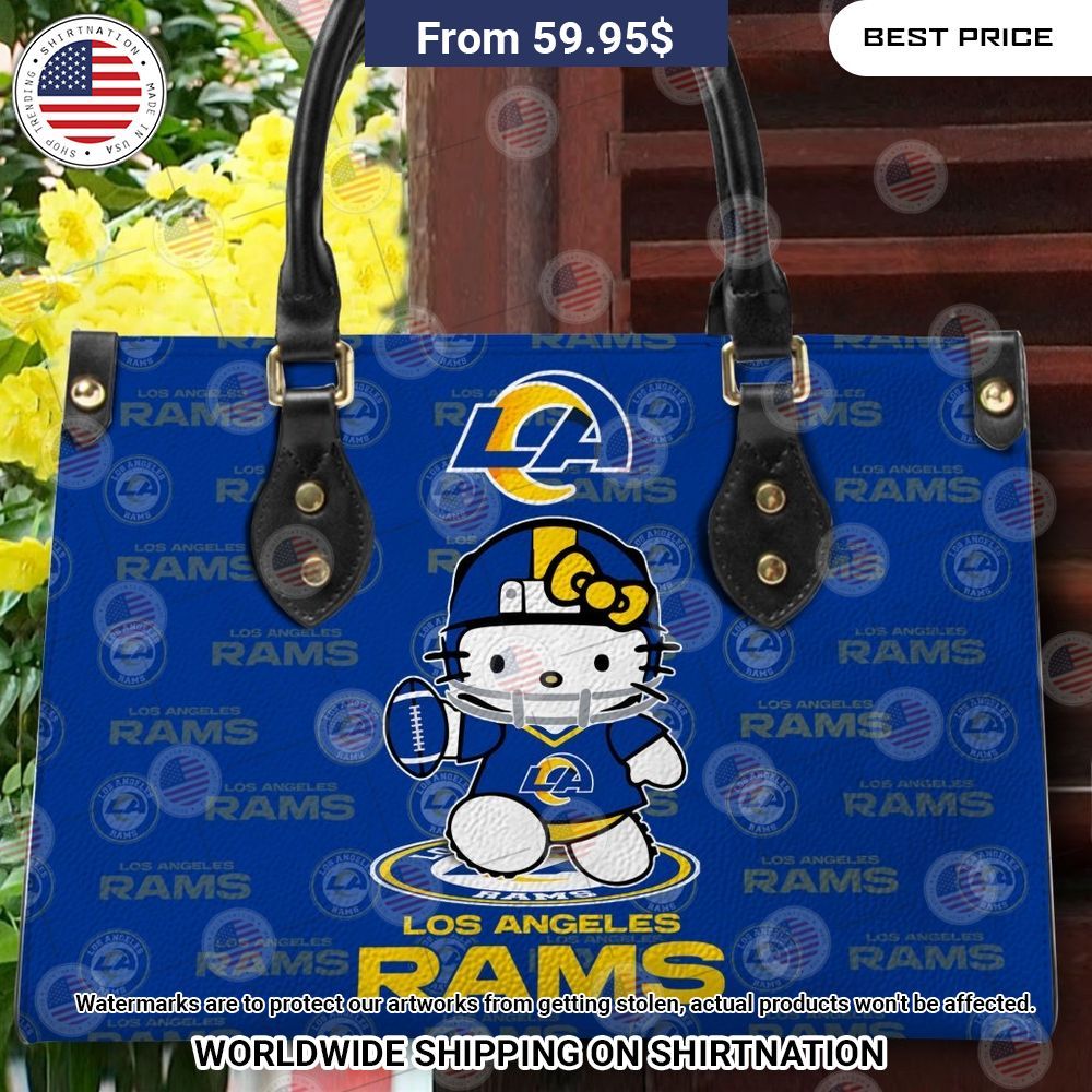 Custom Los Angeles Rams Hello Kitty Leather Handbag Royal Pic of yours