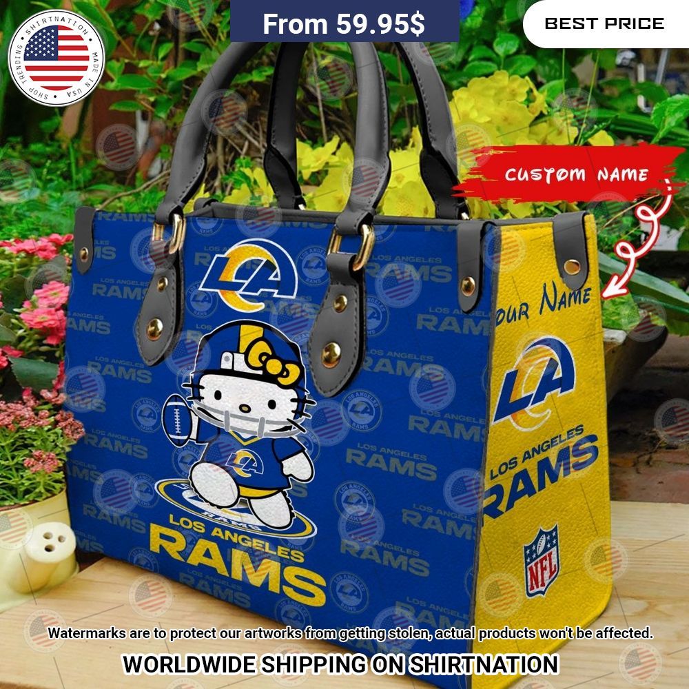 Custom Los Angeles Rams Hello Kitty Leather Handbag Handsome as usual