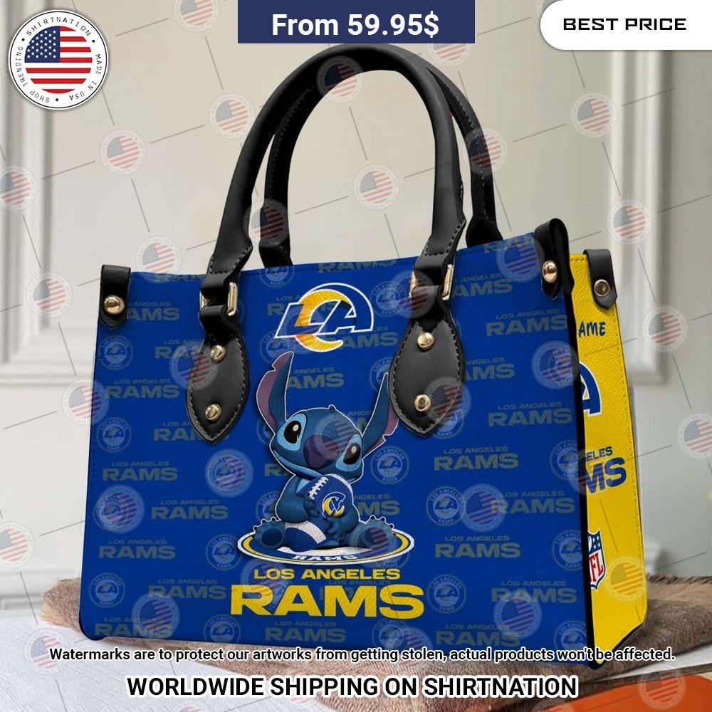 Custom Los Angeles Rams Stitch Leather Handbag Loving click