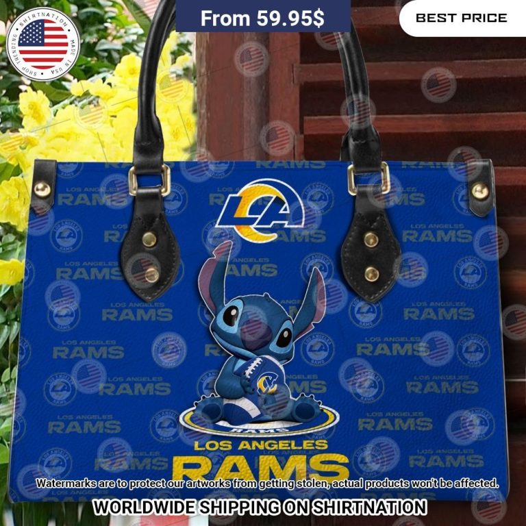 Custom Los Angeles Rams Stitch Leather Handbag Lovely smile