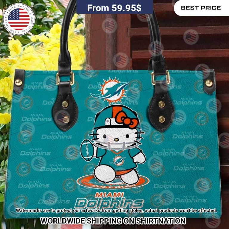 Custom Miami Dolphins Hello Kitty Leather Handbag Good look mam