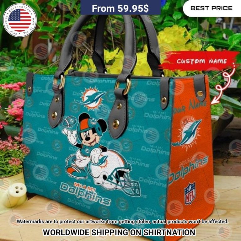 Custom Miami Dolphins Mickey Mouse Leather Handbag Mesmerising