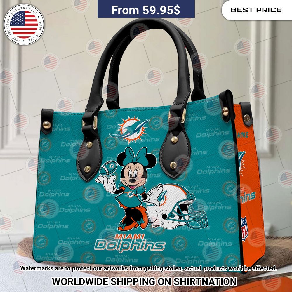 Custom Miami Dolphins Minnie Mouse Leather Handbag Great, I liked it