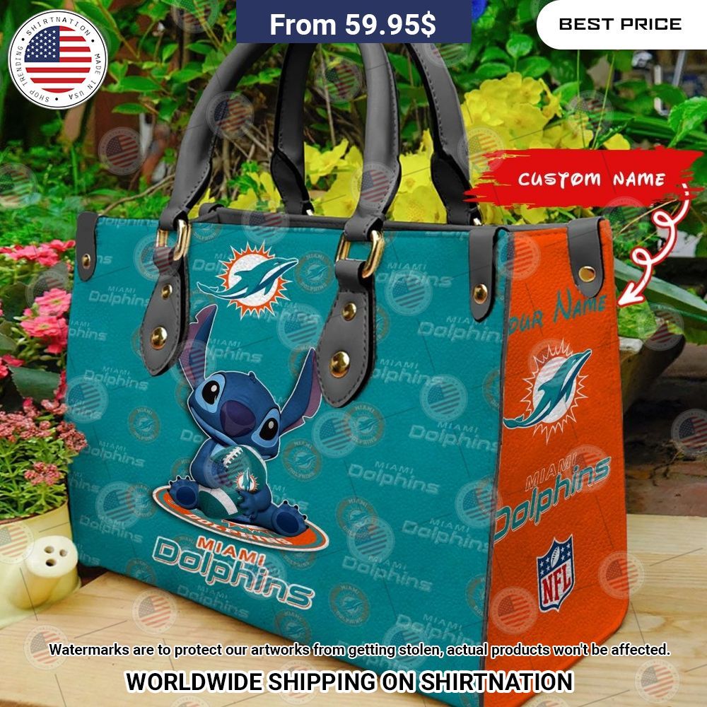 Custom Miami Dolphins Stitch Leather Handbag Handsome as usual