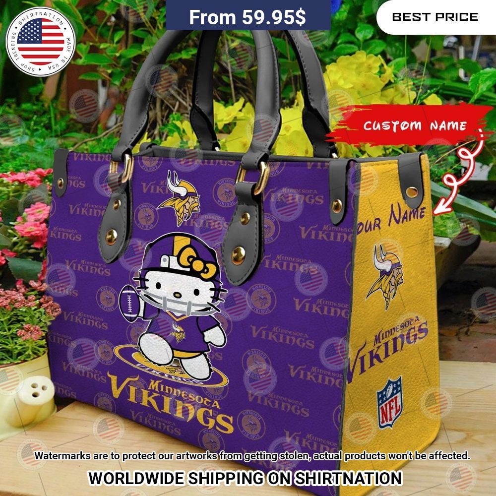 BEST Minnesota Vikings Hello Kitty Custom Leather Handbags