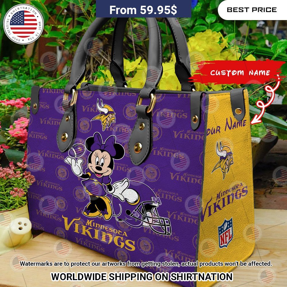 BEST Minnesota Vikings Minnie Mouse Custom Leather Handbags