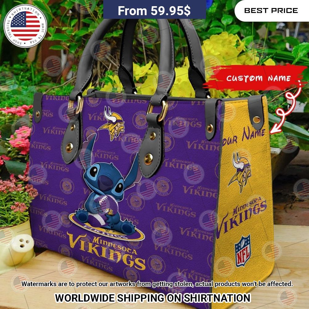 Custom Minnesota Vikings Stitch Leather Handbag You look too weak