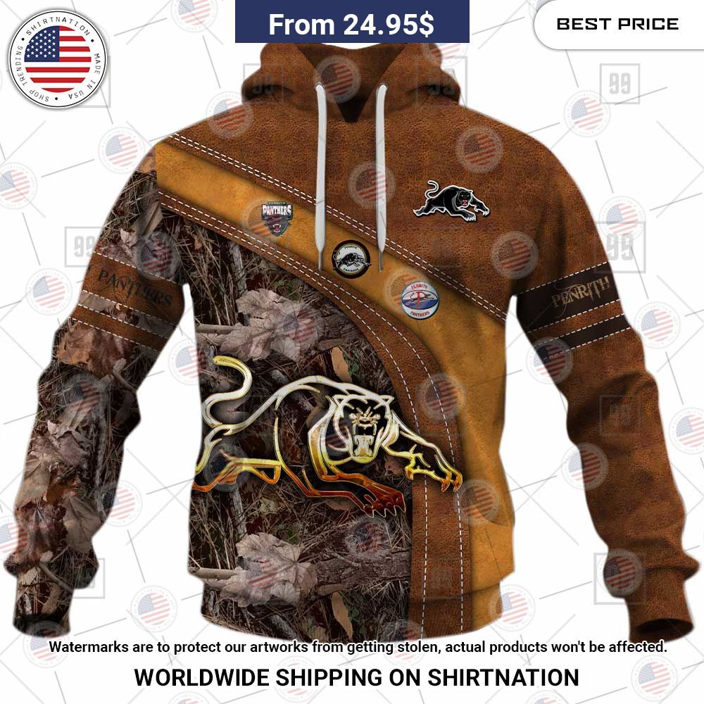 Custom NRL Penrith Panthers Leather Leaf Style Hoodie Shirt Wow, cute pie