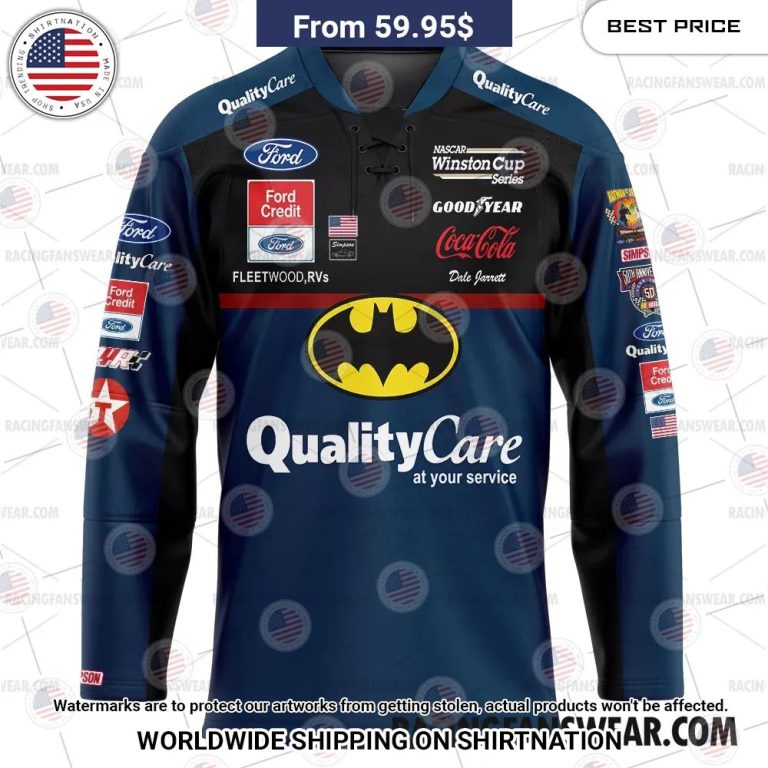 Dale Jarrett Nascar 1998 Batman Film Racing Hockey Jersey Nice elegant click