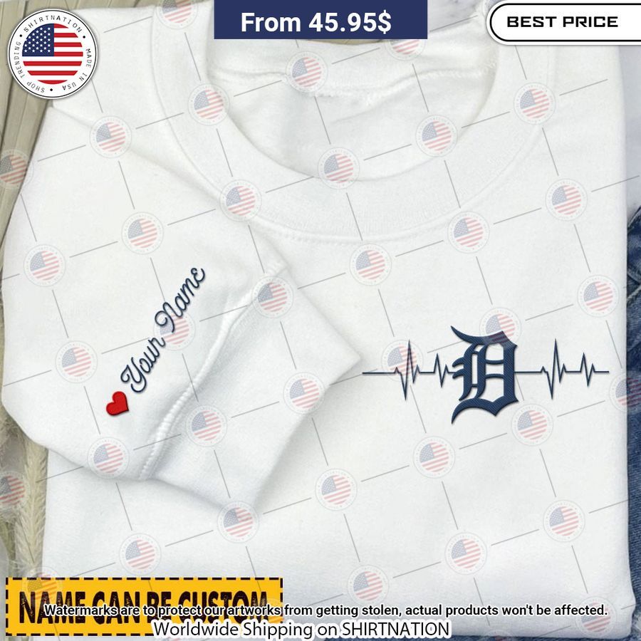 Detroit Tigers Heartbeat CUSTOM Embroidered Sweatshirt Rocking picture