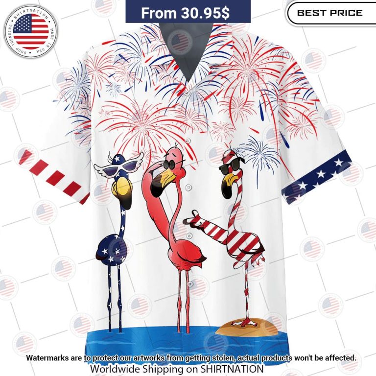 Flamingo Happy 4th of July Hawaiian Shirt Trending picture dear