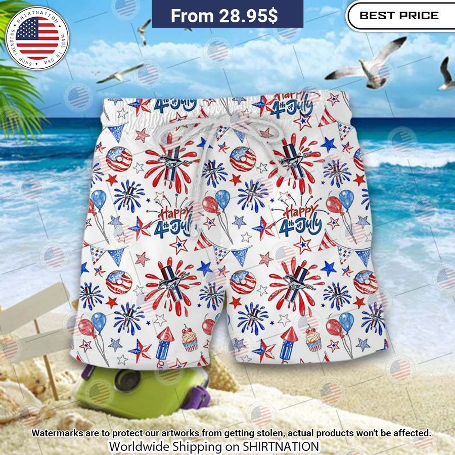 Ford Mustang Happy Independence Day 4th July Hawaiian Shirt Sizzling