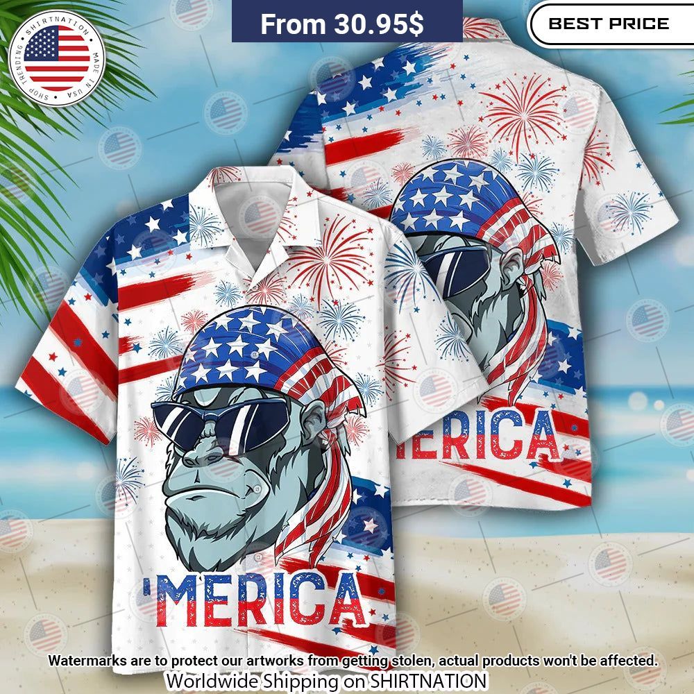 Gorilla Independence Day USA Flag Pattern Merica Hawaiian Shirt Beauty queen