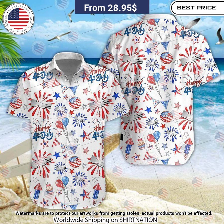 H Hummer Happy Independence Day 4th July Hawaiian Shirt Sizzling