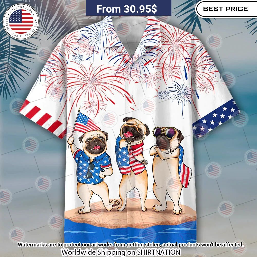 Happy 4th Of July American Pug Hawaiian Shirt Trending picture dear
