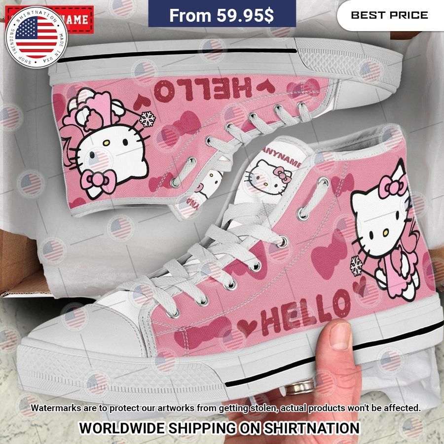 Hello Kitty CUSTOM Canvas High Top Shoes Natural and awesome
