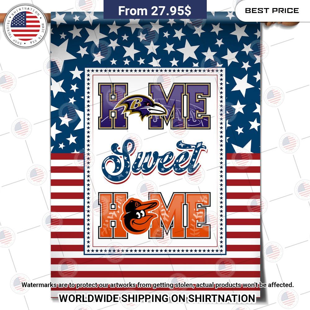 BEST Home Sweet Home 3D Flag Baltimore Ravens Baltimore Orioles 3D Flag