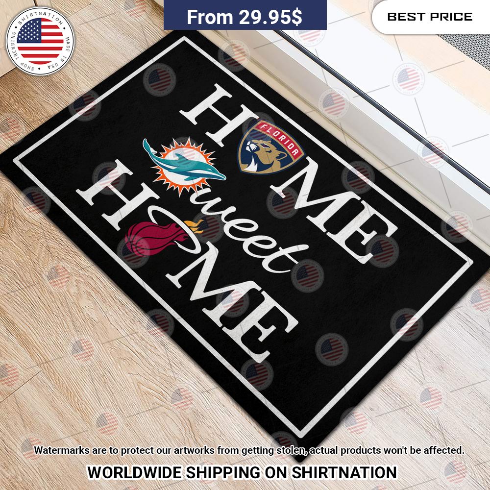 Home Sweet Home Miami Dolphins Florida Panthers Miami Heat Doormat Sizzling