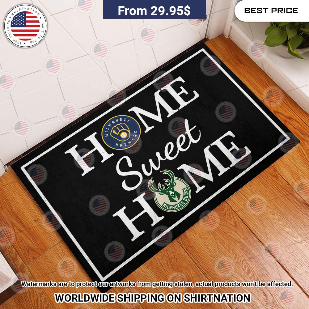BEST Home Sweet Home Milwaukee Brewers Milwaukee Bucks Doormats