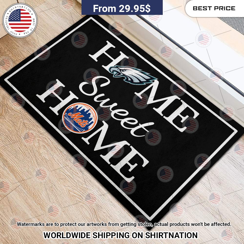 Home Sweet Home Philadelphia Eagles New York Mets Doormat Gang of rockstars