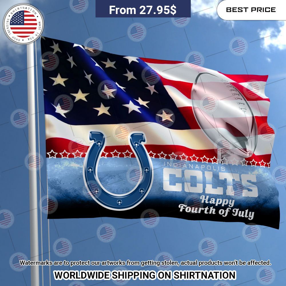 BEST Indianapolis Colts Happy Fourth of July 3D Flag