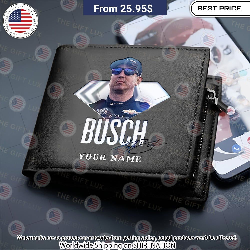 Kyle Busch Nascar Custom Leather Wallet Nice Pic