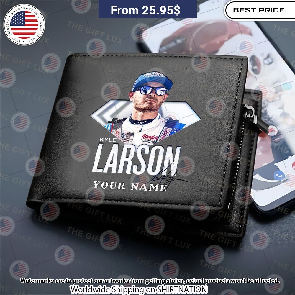Kyle Larson Nascar Custom Leather Wallet Radiant and glowing Pic dear