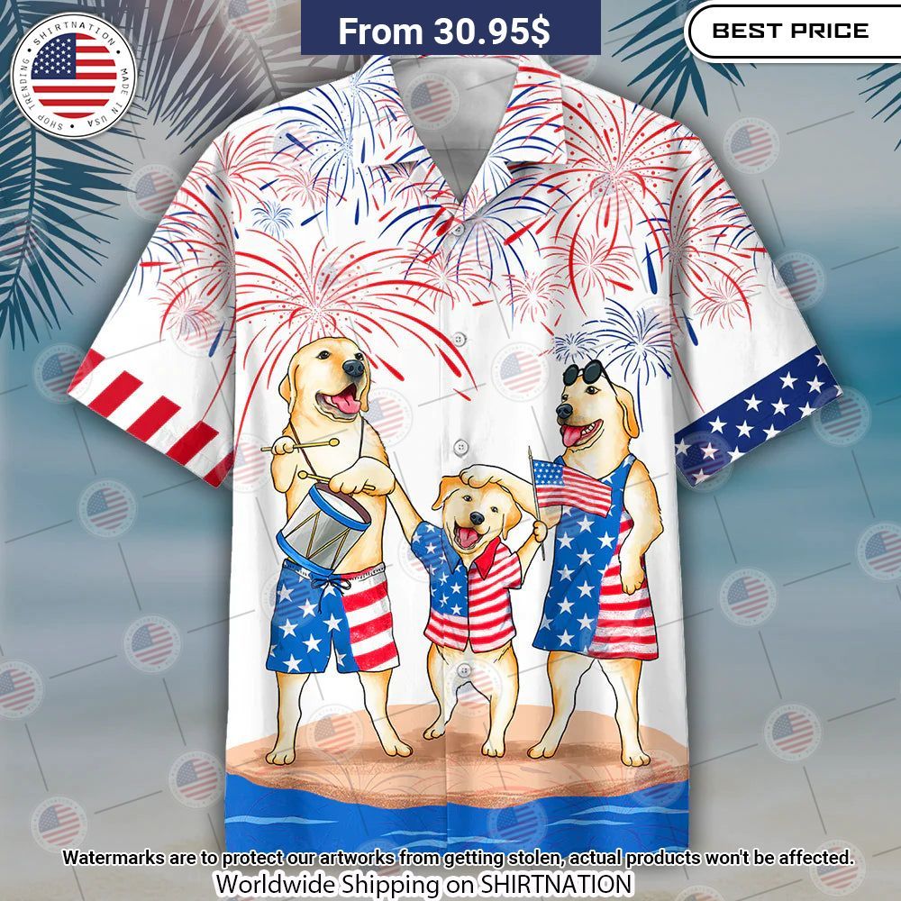 Labrador Retriever Independence Day 4th Of July Hawaiian Shirt Studious look