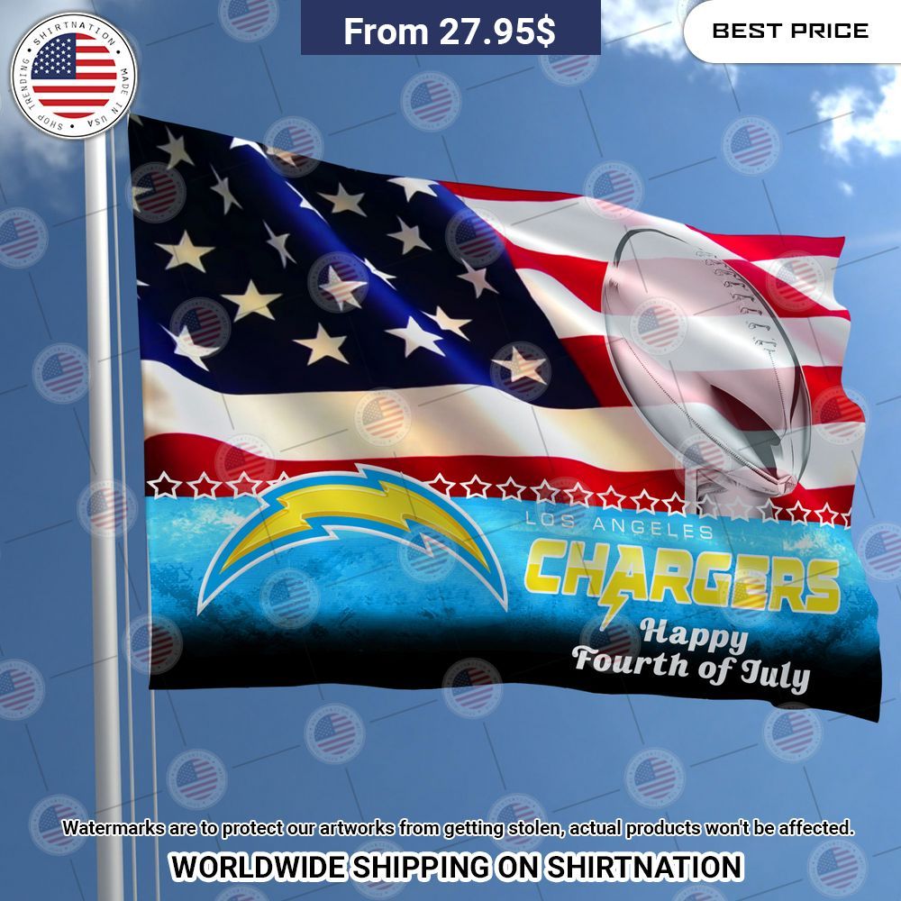 BEST Los Angeles Chargers Happy Fourth of July 3D Flag