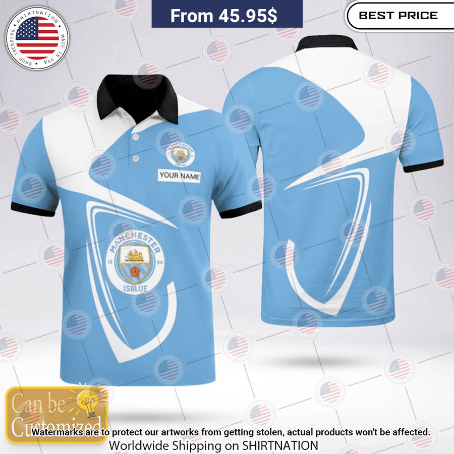 Manchester City FC CUSTOM Polo Shirt Nice Pic