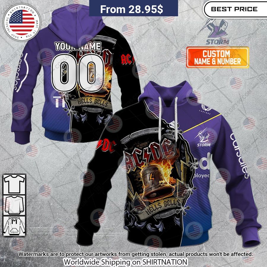 Melbourne Storm ACDC Hells Bells CUSTOM Hoodie You look so healthy and fit